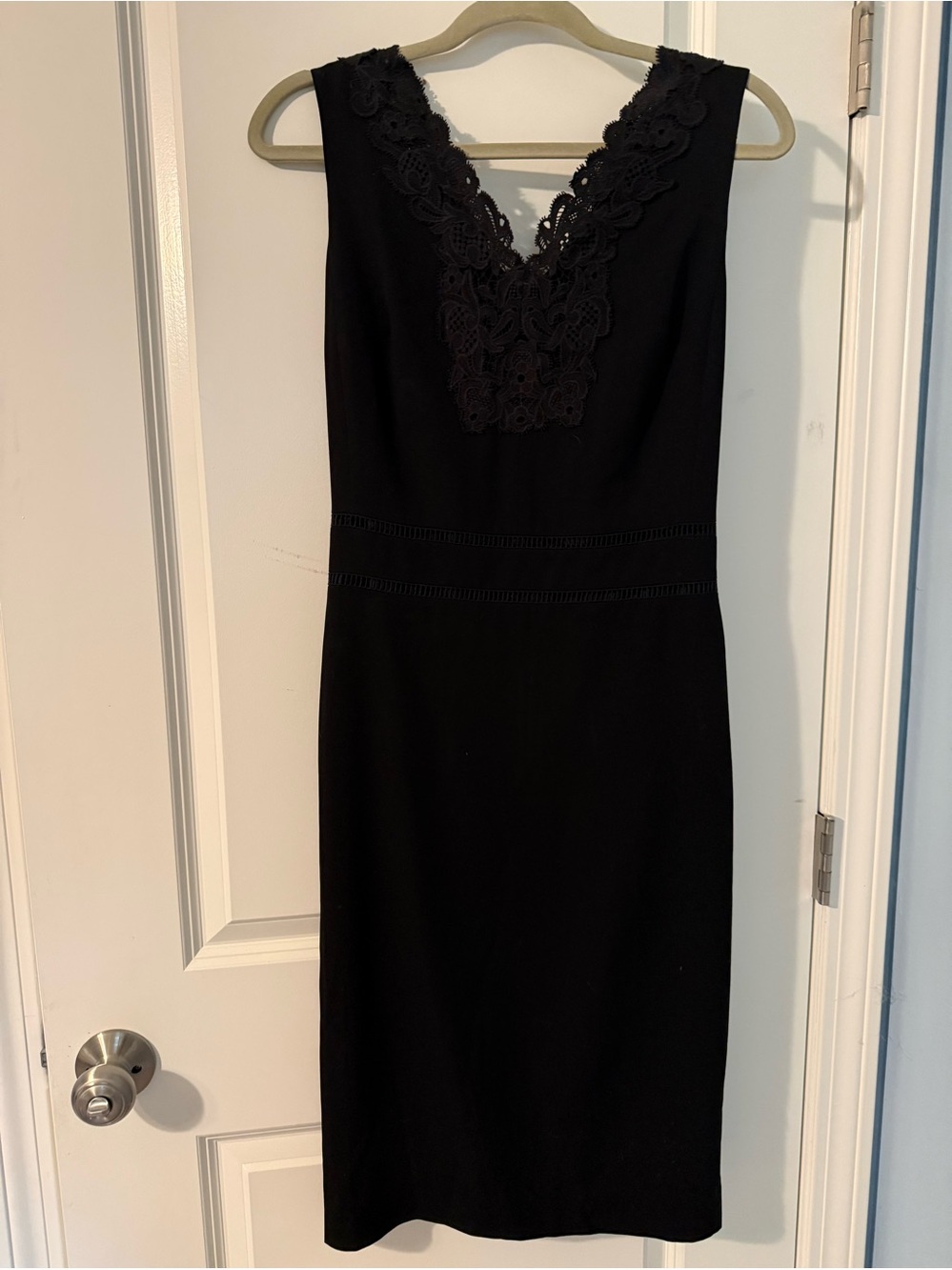 Classic Black Lace-Trim Sheath Dress - Women